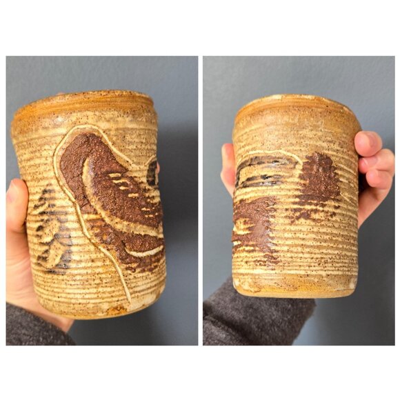 Curated Set of Four Handmade Studio Pottery Mugs Mismatched Dark Moody Earthy - Picture 5 of 10